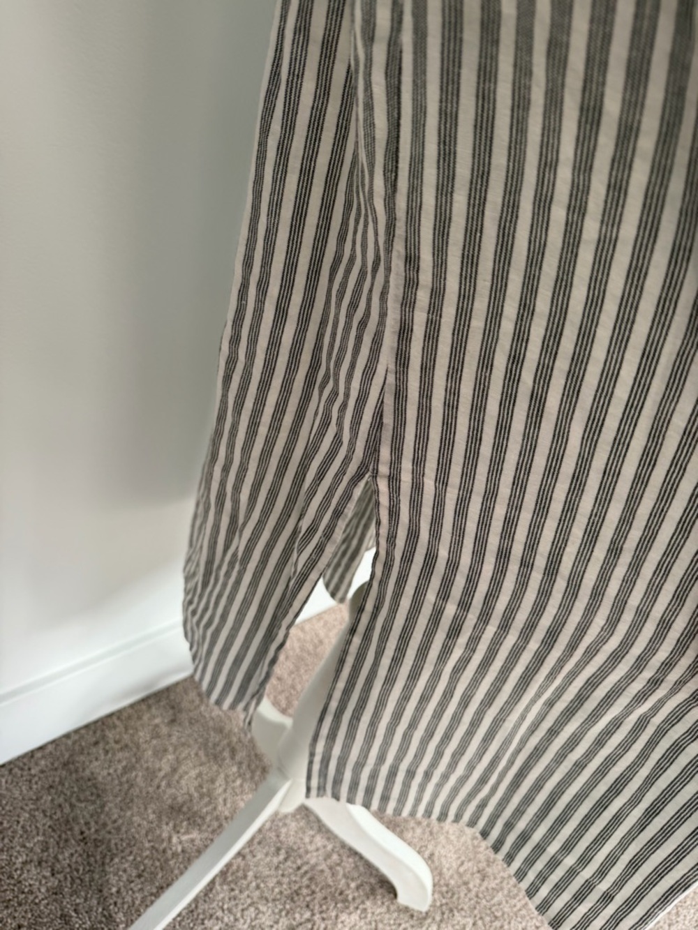 FRAME Button Front Linen Striped Midi Dress Quiet Luxury Coastal Chic Size Small - Picture 11 of 11